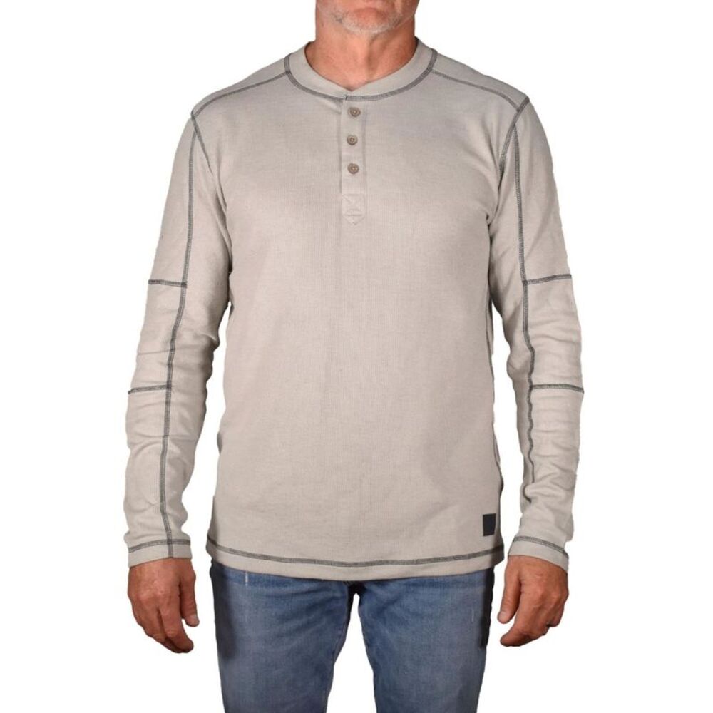 VTG 1946 Mens Beige Long Sleeve Henley Shirt M